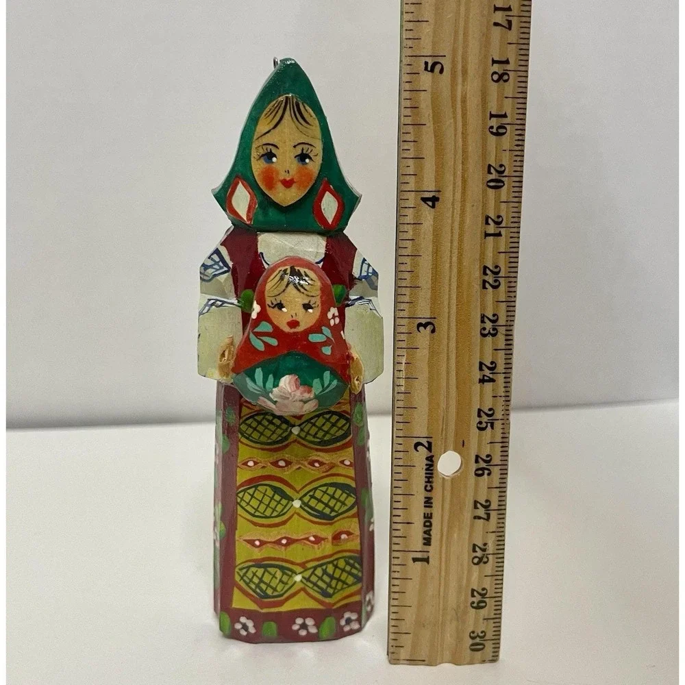 Russian Hand Carved Signed Ceprueb Nocag Mother & Baby Ornament 5